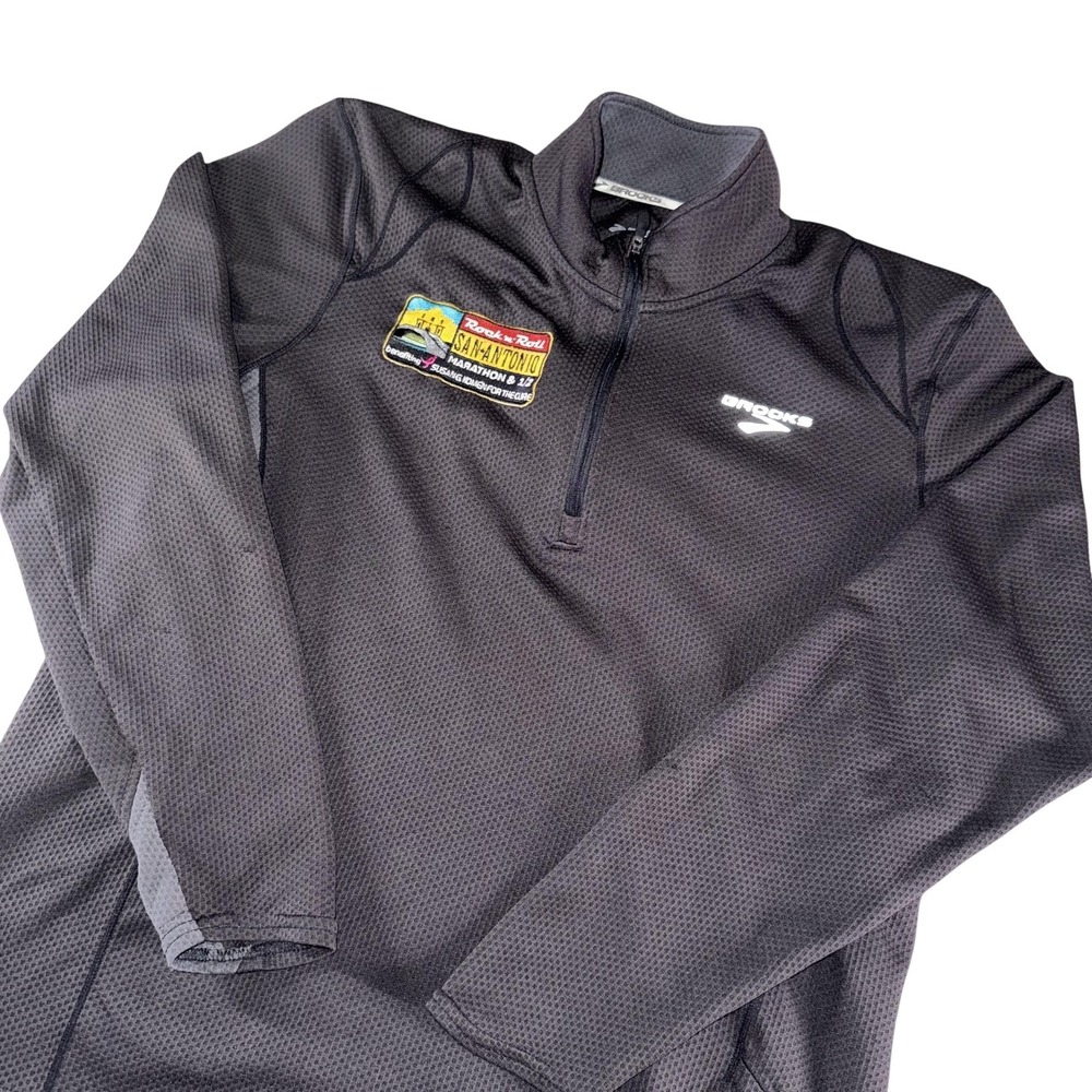 Brooks Pullover Mens Medium Black 1/4 Zip Rock N Roll San Antonio Marathon‎